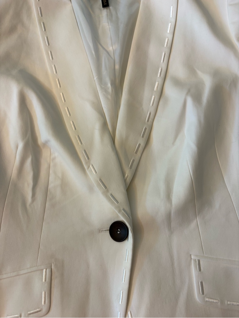 Escada Bethney Blazer Womens 46 US XL White Pick Stitch Shawl Lapel - Picture 3 of 10
